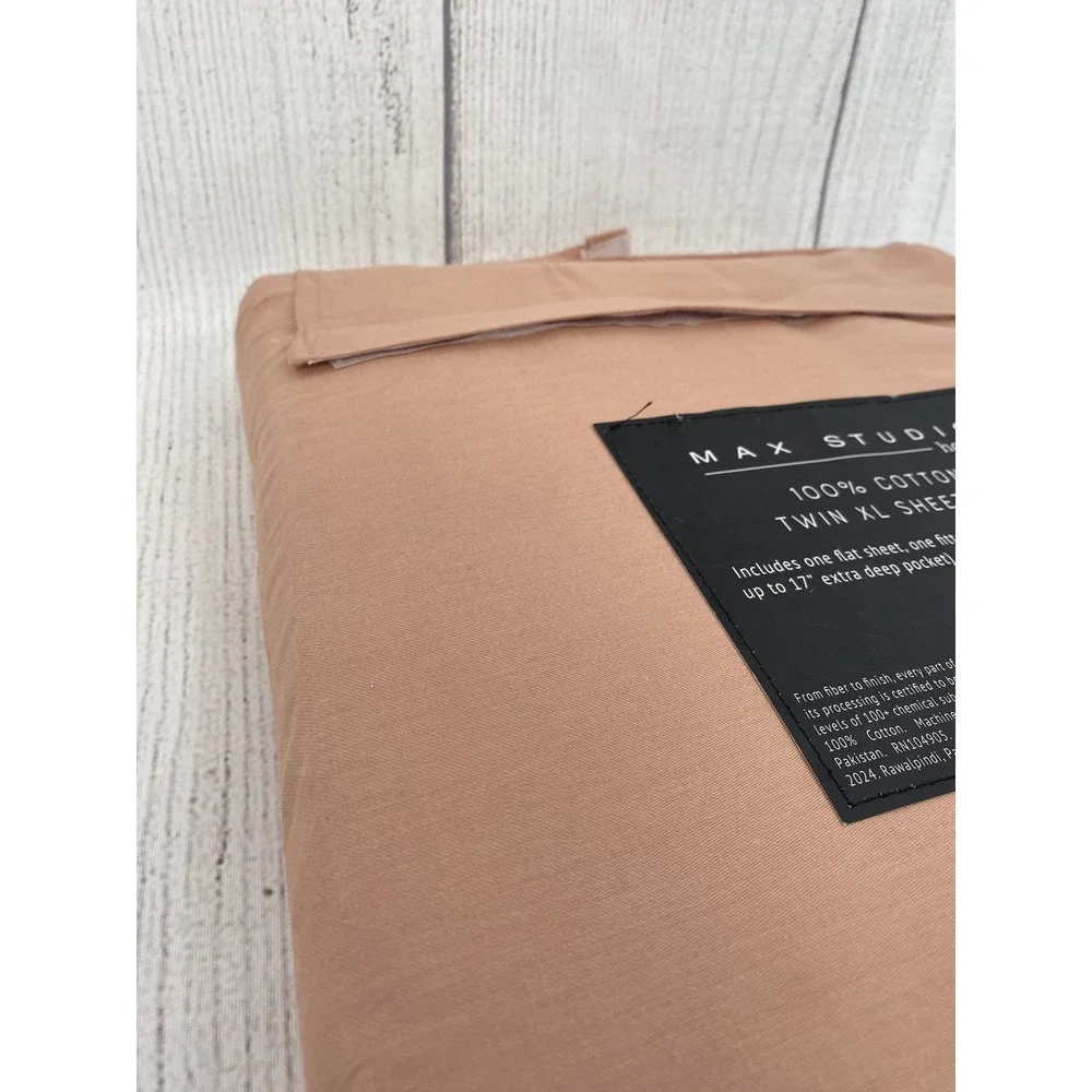 Max Studio Home Sheet Set Twin XL Clay Pink 100% Cotton 3pc Deep Pocket Soft